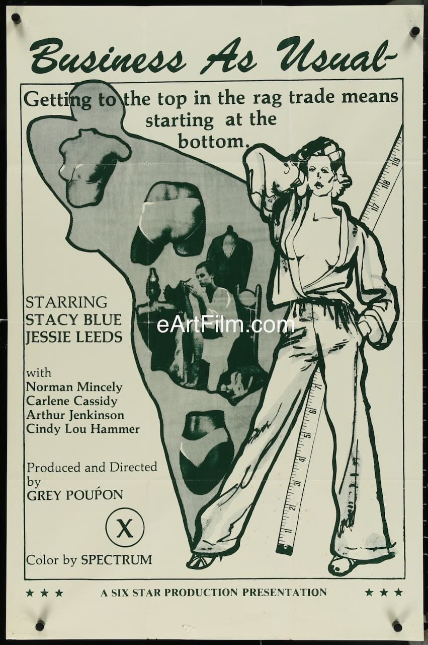 eArtFilm.com One Sheet Business As Usual Richard Mailer aka Grey Poupon rag trade sexploitation movie 1978