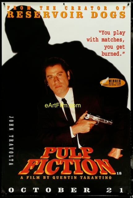 eArtFilm.com Original Movie Poster Pulp Fiction Quentin Tarantino Uma Thurman John Travolta advance English 40x60 1994