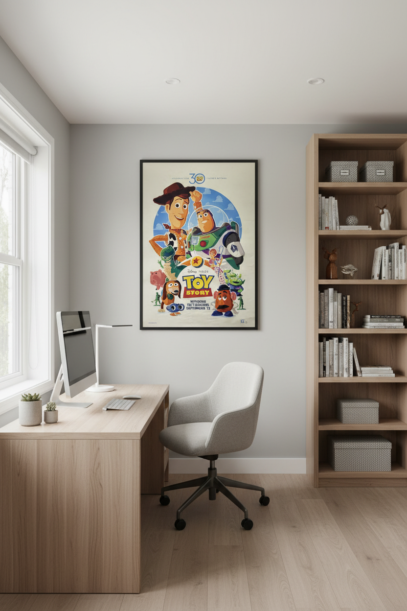 Toy Story poster in home office