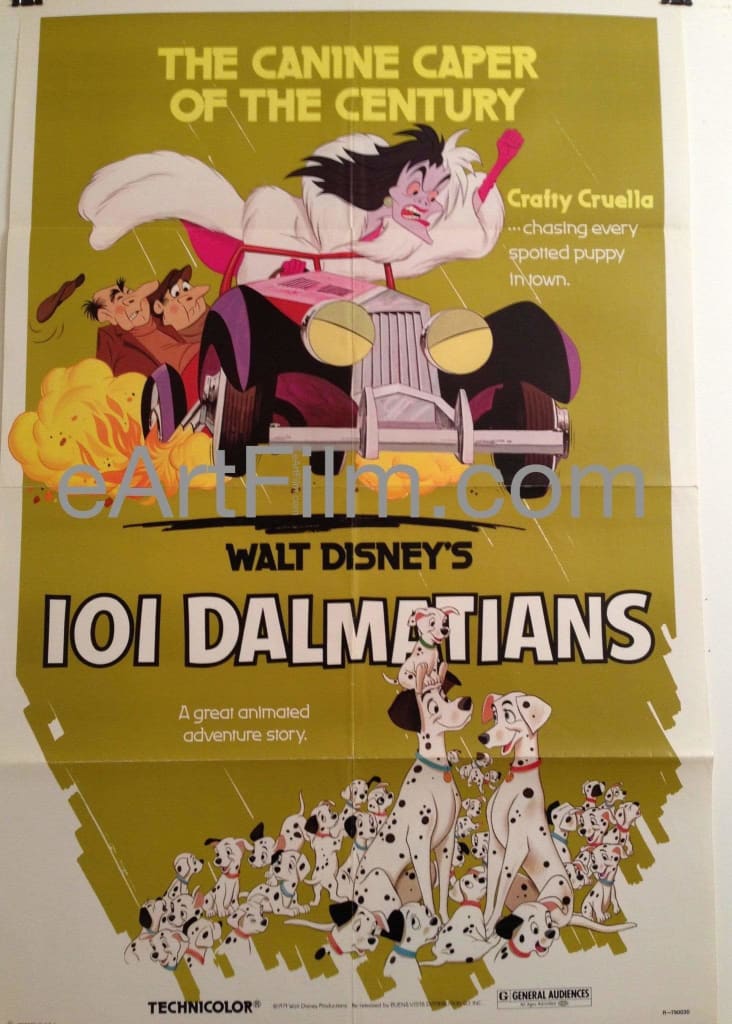 eArtFilm.com U.S One Sheet (27"x41") 101 Dalmatians 1961 27x41 Disney Rod Taylor Animation Classic