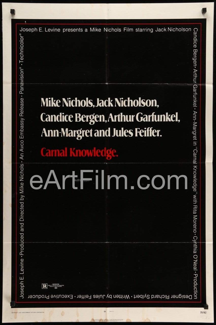eArt/Film 27x41 Original Movie Poster Carnal Knowledge 1971 27x41 Vintage Movie Poster Jack Nicholson Ann Margret