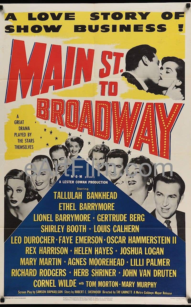 eArtFilm.com 27x41 Original Movie Poster Main St. To Broadway-Tallulah Bankhead-Helen Hayes-Mary Martin-1953-27x41