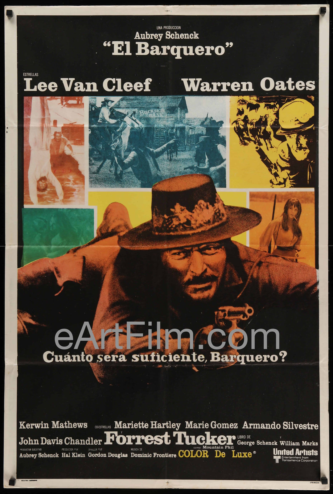 eArtFilm.com Argentina release (29"x43") Barquero-Lee Van Cleef-Warren Oates-Forrest Tucker-wild western-1970-29x43