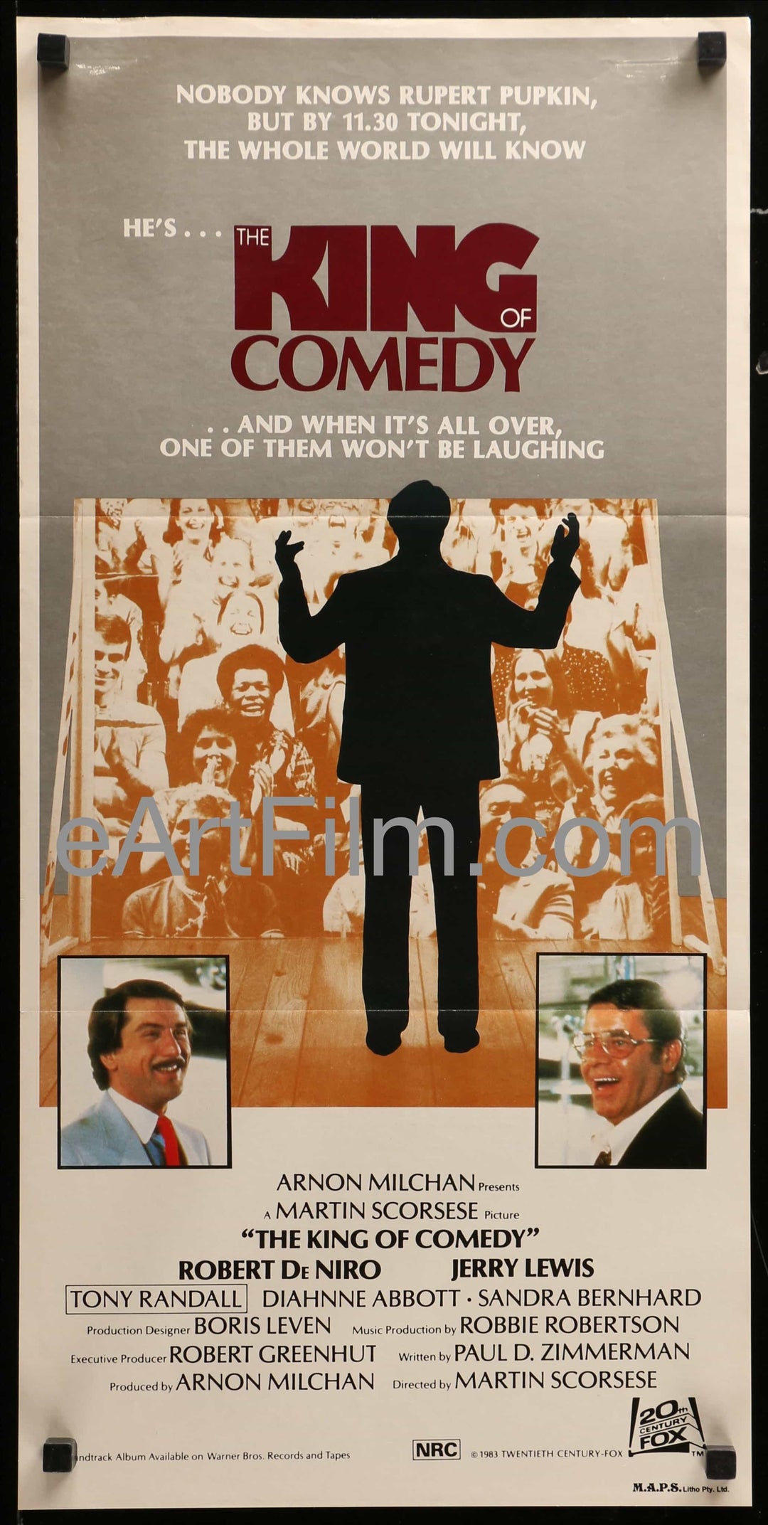 eArtFilm.com Australian Daybill (13 1/4" x 26 3/4") King Of Comedy-Robert De Niro-Jerry Lewis-Martin Scorsese-1983-13x27