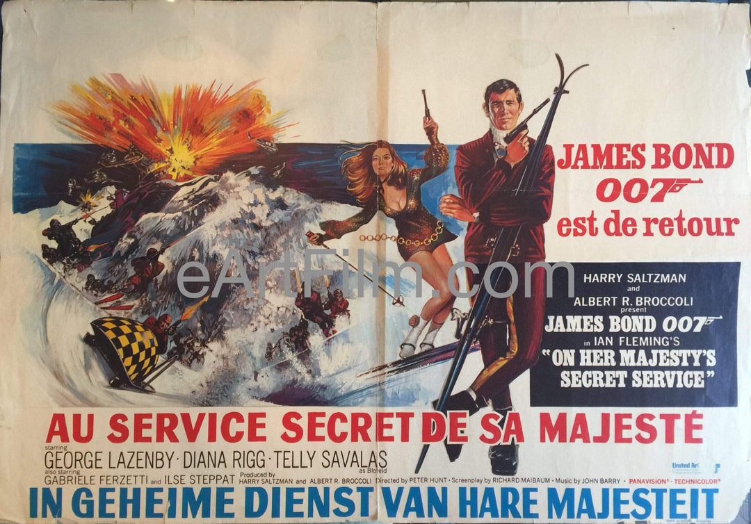 eArtFilm.com Belgian (14.75"x21") On Her Majesty's Secret Service-George Lazenby-Diana Rigg-James Bond 007-1969