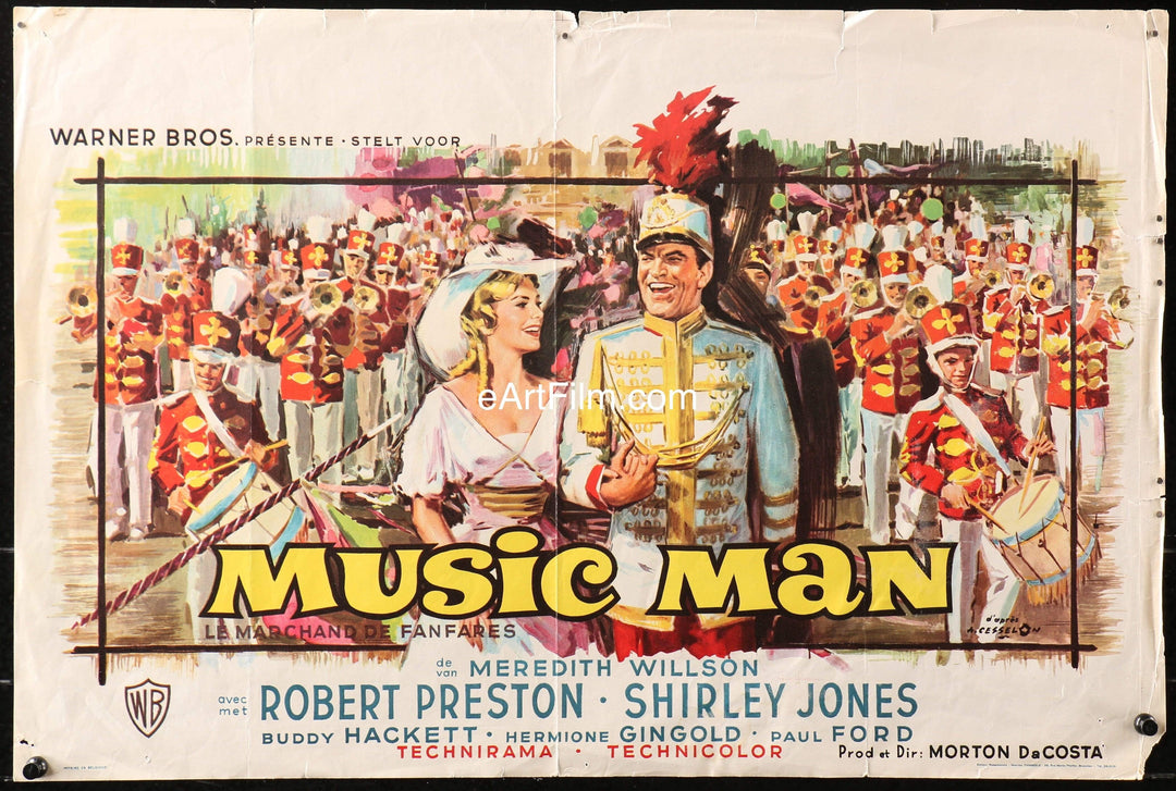 eArtFilm.com Belgian (14.75"x22") Music Man classic musical Belgian 1962 Robert Preston Shirley Jones Buddy Hackett