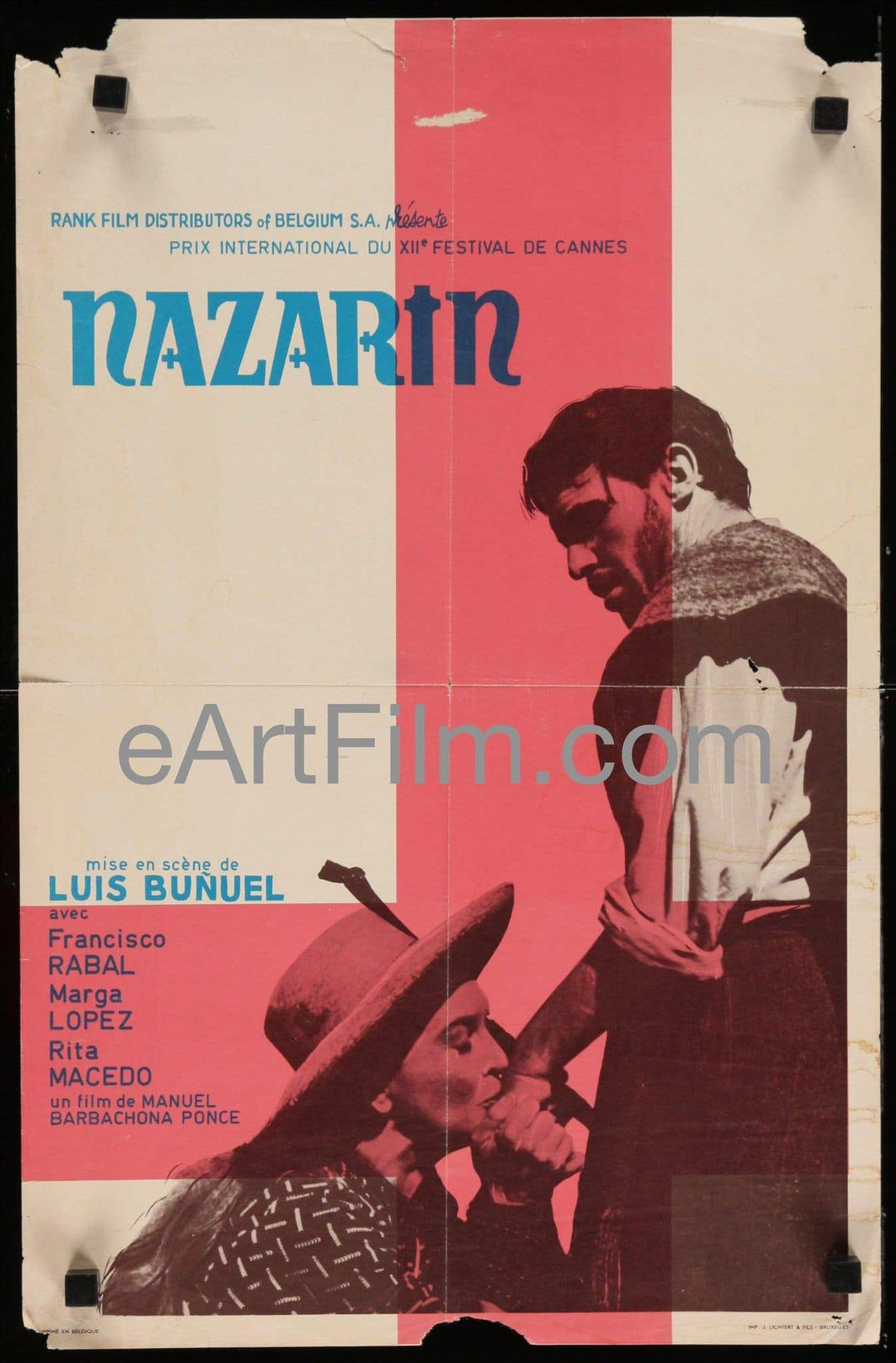 eArtFilm.com Belgian release poster (13.25"x21") Nazarin 1962 13.25x21 Belgian Movie Poster Luis Bunuel