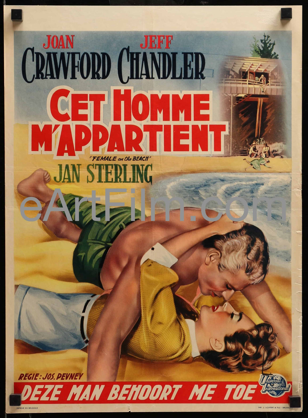 eArtFilm.com Belgium (13.75"x18.75") Female On The Beach-Joan Crawford-Jeff Chandler-Belgium-1955-14x19