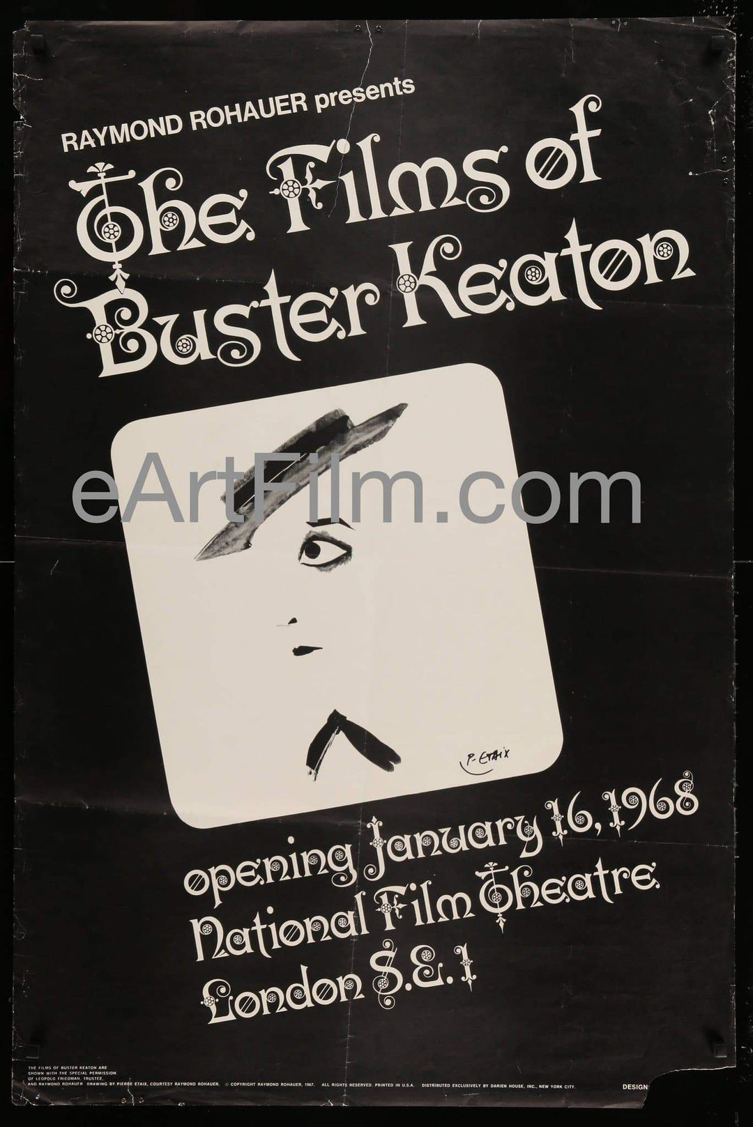 eArtFilm.com British Film Festival Poster (30"x45") Films of Buster Keaton 1968 30x45 Raymond Rohauer-Cohen Film Collection-London