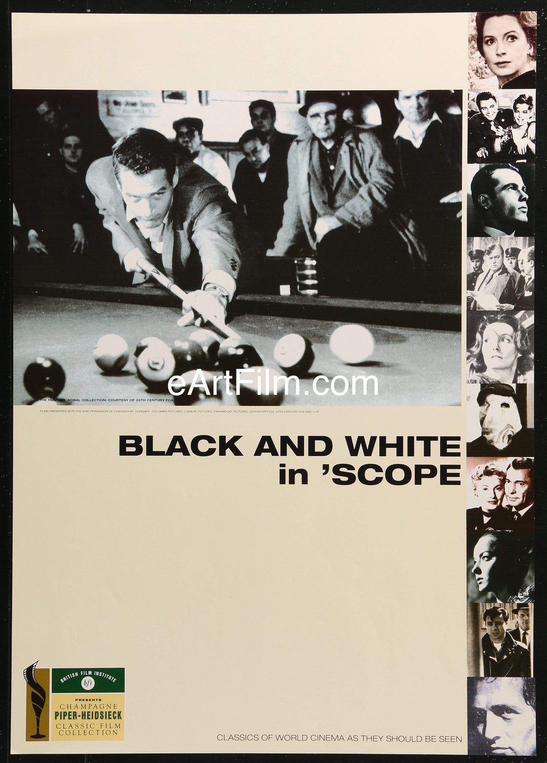 eArtFilm.com British Half Crown (16.25"x23.25") Black And White In Scope 1990s 17x24 Paul Newman The Hustler and more
