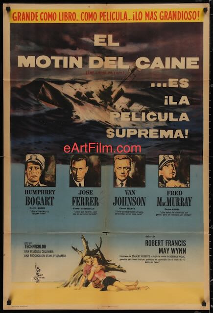 Caine Mutinerie Humphrey Bogart Van Johnson Fred MacMurray 29x43 1955 Argentine