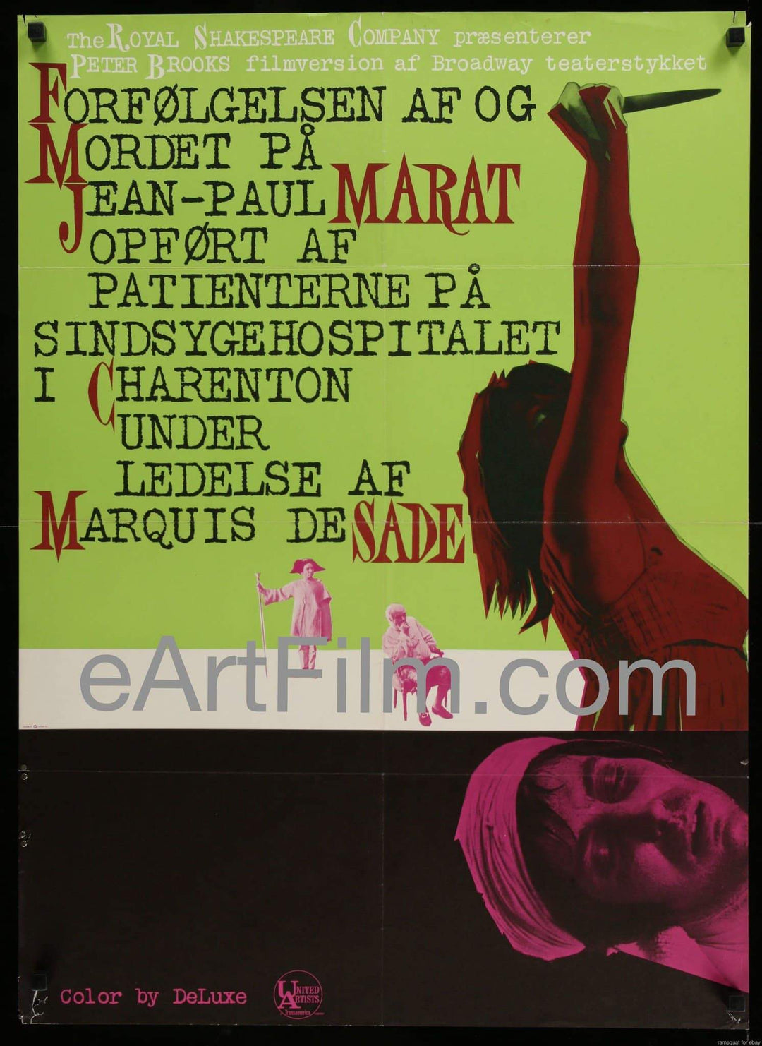 eArtFilm.com Danish Release Poster (24.5"x33.5") Marat/Sade-Glenda Jackson-Patrick Magee-Ian Richardson-1967-Danish