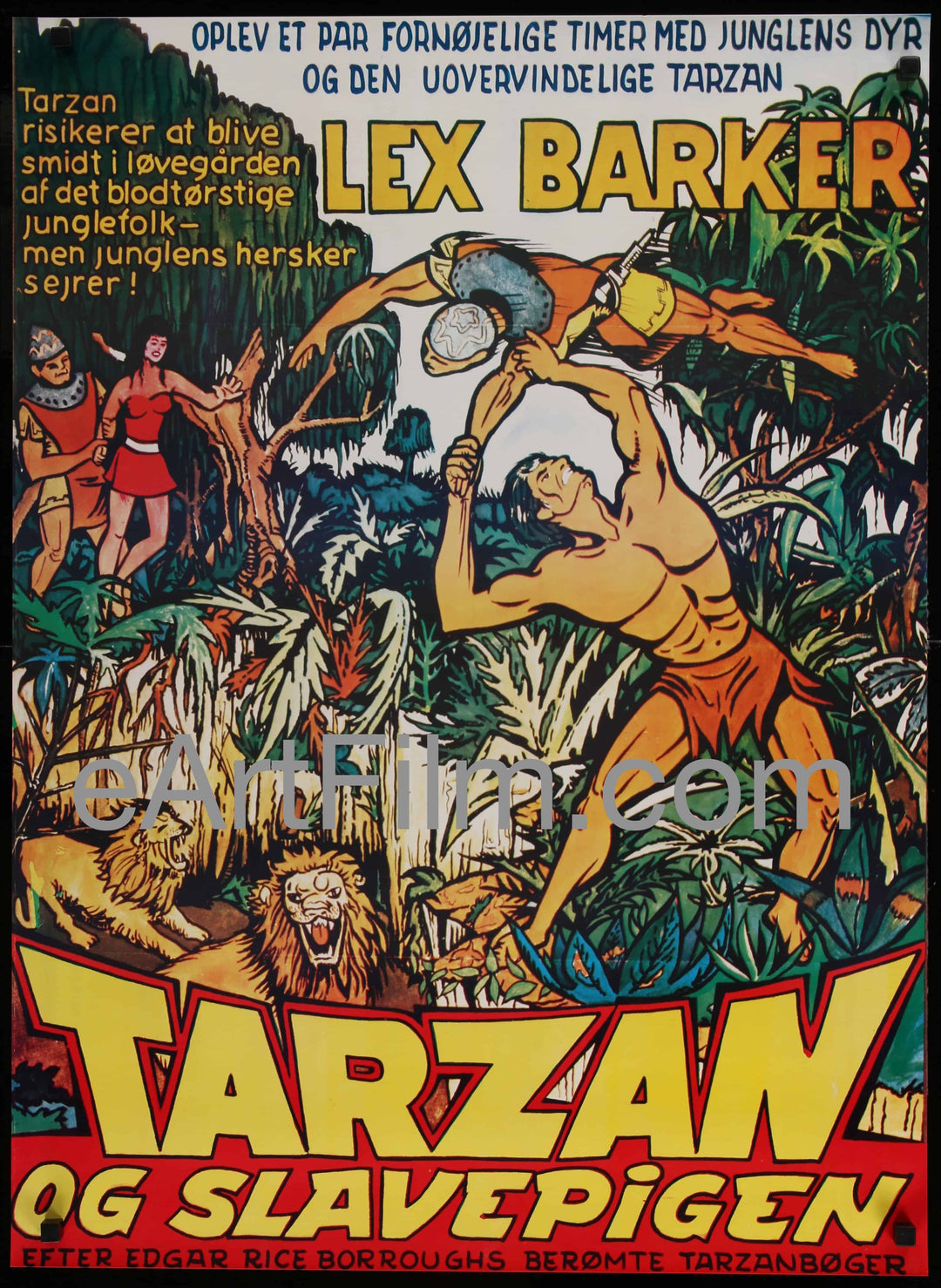 eArtFilm.com Danish Release Poster (24.5"x33.5") Tarzan And The Slave Girl-Lex Barker-Vanessa Brown-Danish-R70s-24x33