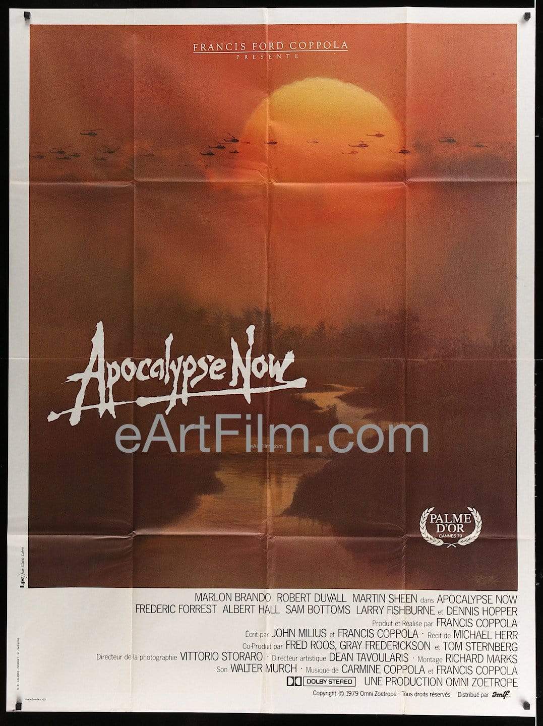 eArtFilm.com French 1 Panel (47.25"x63") Apocalypse Now 1979 47.25x63 Marlon Brando-Harrison Ford-Martin Sheen
