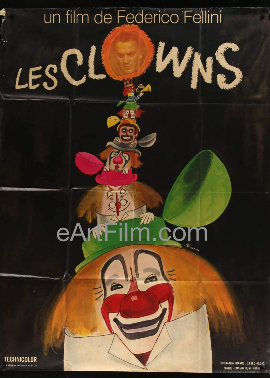 eArtFilm.com French 1 Panel Grande (45.5"x61.5") Clowns-1971-Federico Fellini-Anita Ekberg-45x61-French 1 Panel Grande