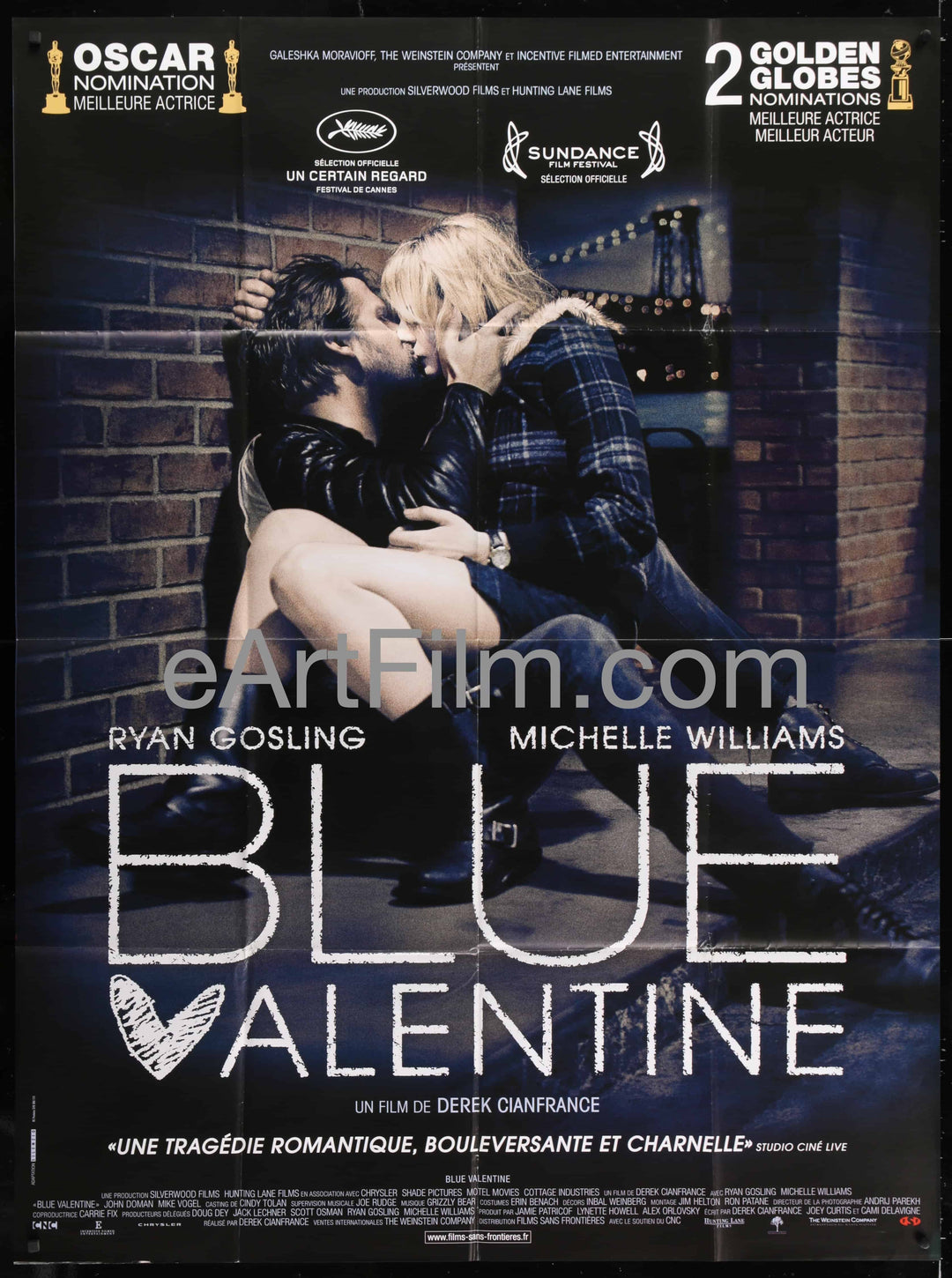 eArtFilm.com French 1 Panel Grande (46.25"x62") Blue Valentine original movie poster Ryan Gosling Michelle Williams 46"x62" French