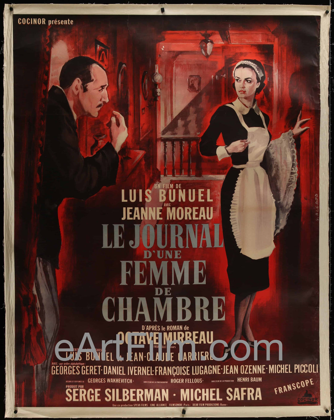 eArtFilm.com French 1 Panel Grande (46"x59.5") Diary Of A Chambermaid Luis Bunuel Jeanne Moreau Linenbacked 46x59 French 1P