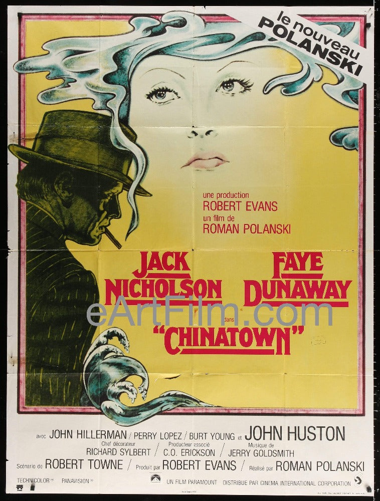 eArtFilm.com French 1 Panel Grande (46"x60.5") Chinatown 1974 French 1 Panel 46x60 Polanski Nicholson Dunaway