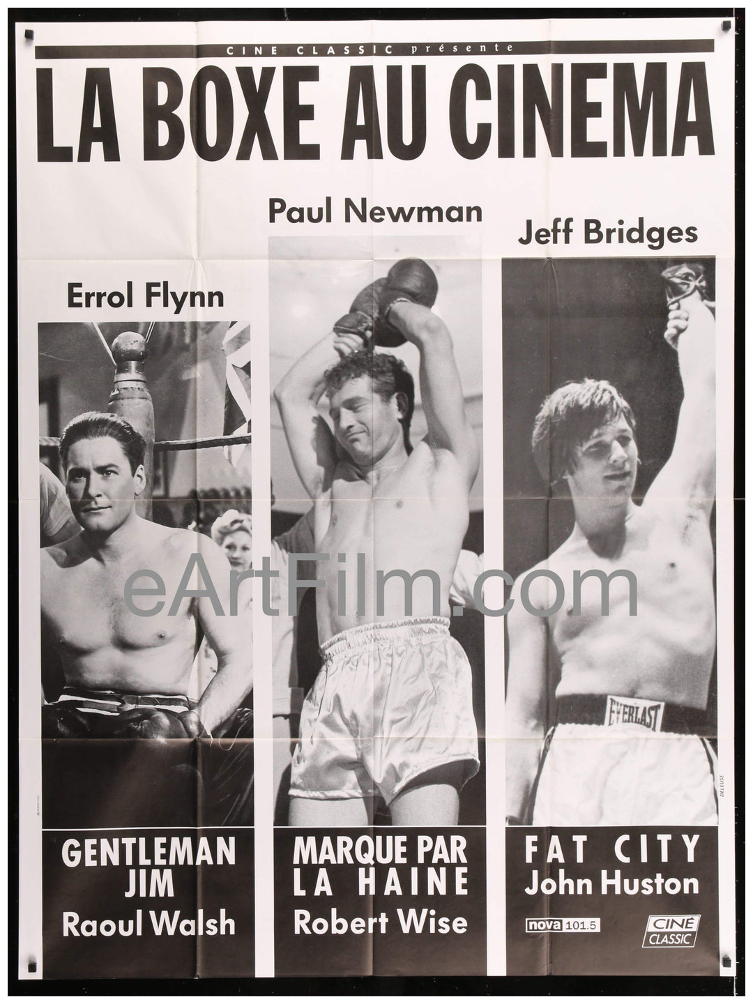 eArtFilm.com French 1 Panel Grande (46"x62") Boxing In The Cinema-La Boxe Au Cinema-Errol Flynn-Paul Newman-Jeff Bridges-46x62