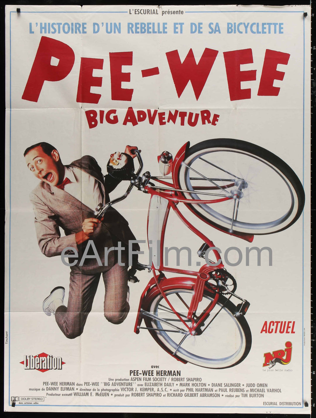 eArtFilm.com French 1 Panel Grande (47.25"x62.75") Pee-Wee's Big Adventure original movie poster Paul Reubens 1987 47x62