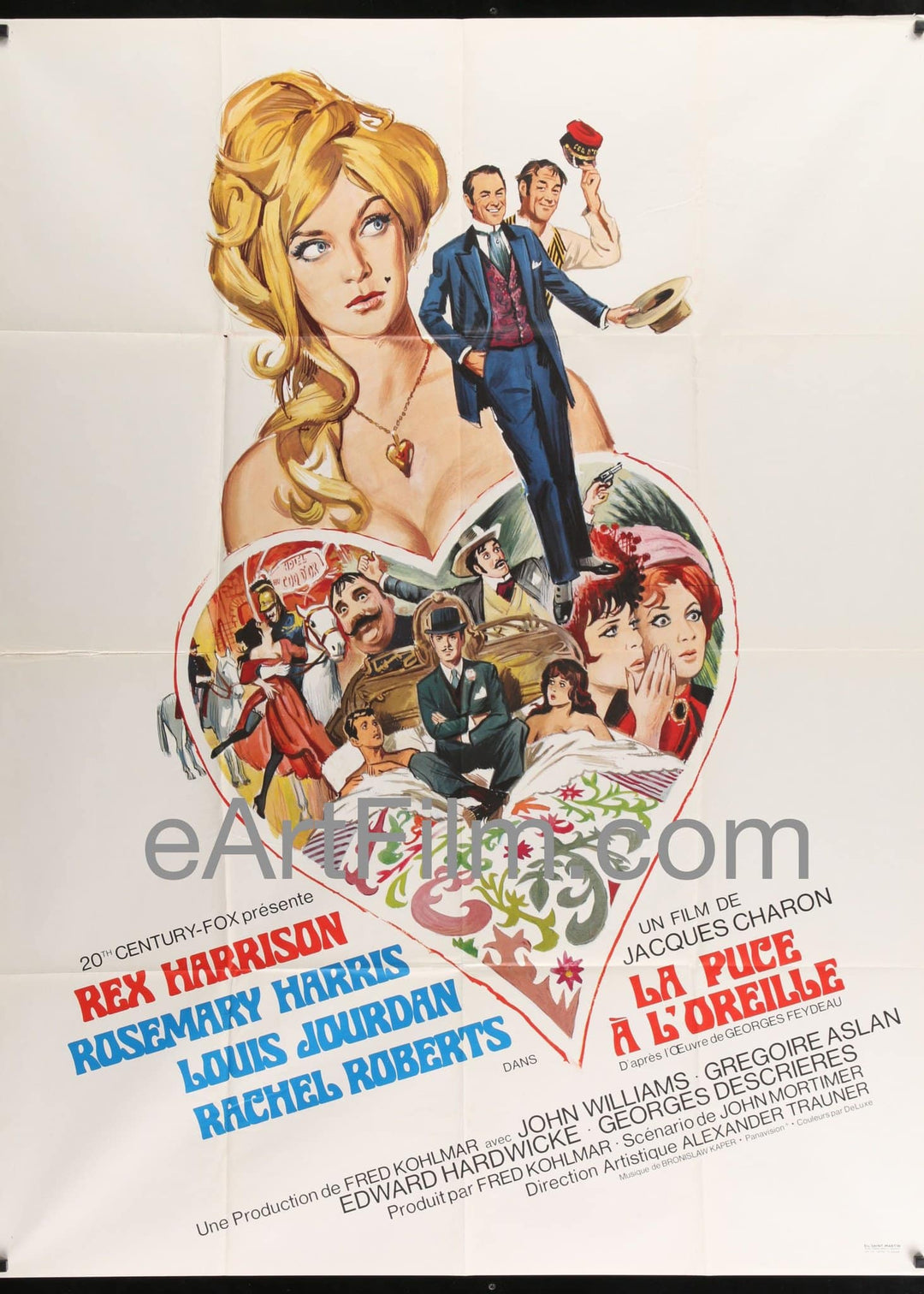 eArtFilm.com French 1 Panel Grande (47.25"x63") A Flea In Her Ear-1968-47x63-Rex Harrison-Rachel Roberts-Louis Jourdan