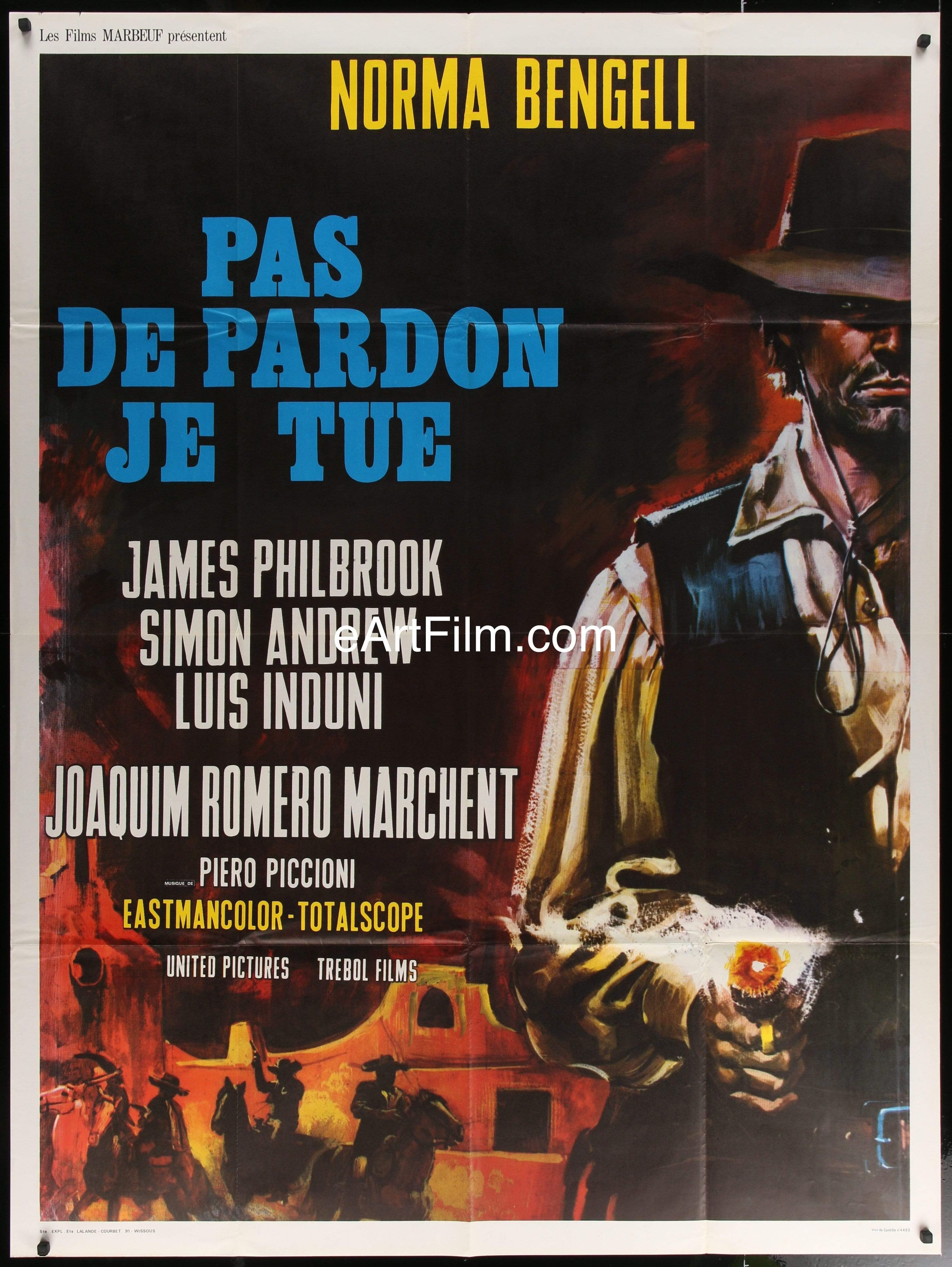 eArtFilm.com French 1 Panel Grande (47"x63") I Do Not Forgive...I Kill aka Fedra West French 1p 1972 great spaghetti western art