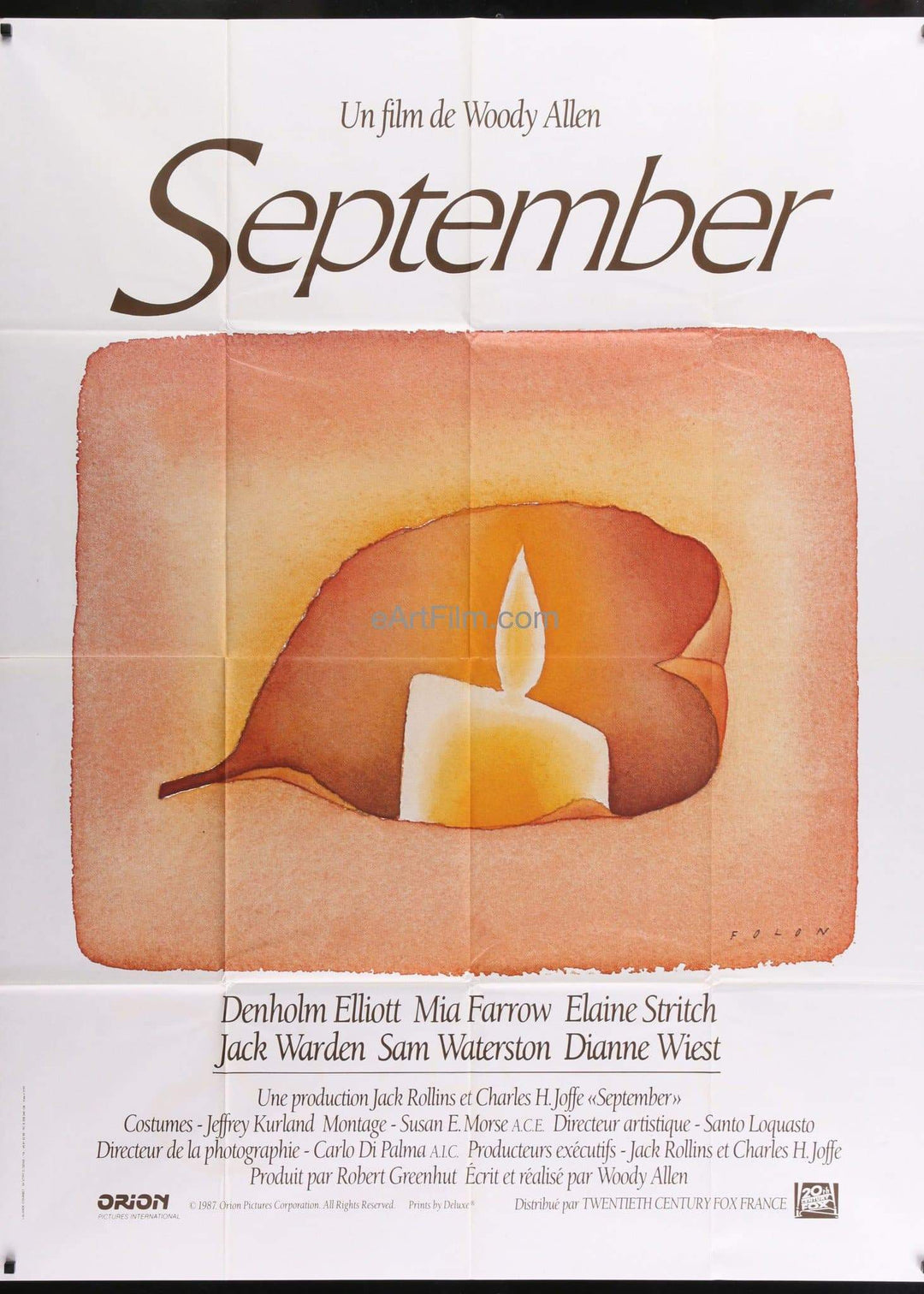 eArtFilm.com French 1 Panel Grande (47"x63") September-1987-47x63-Woody Allen-Mia Farrow-Elaine Stritch