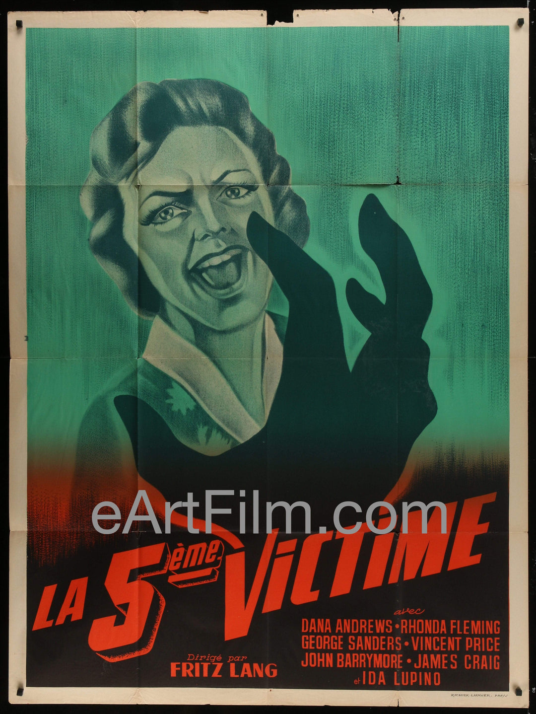 eArtFilm.com French 1 Panel Grande (47"x63") While The City Sleeps original movie poster Fritz Lang film noir 47x63 R50's