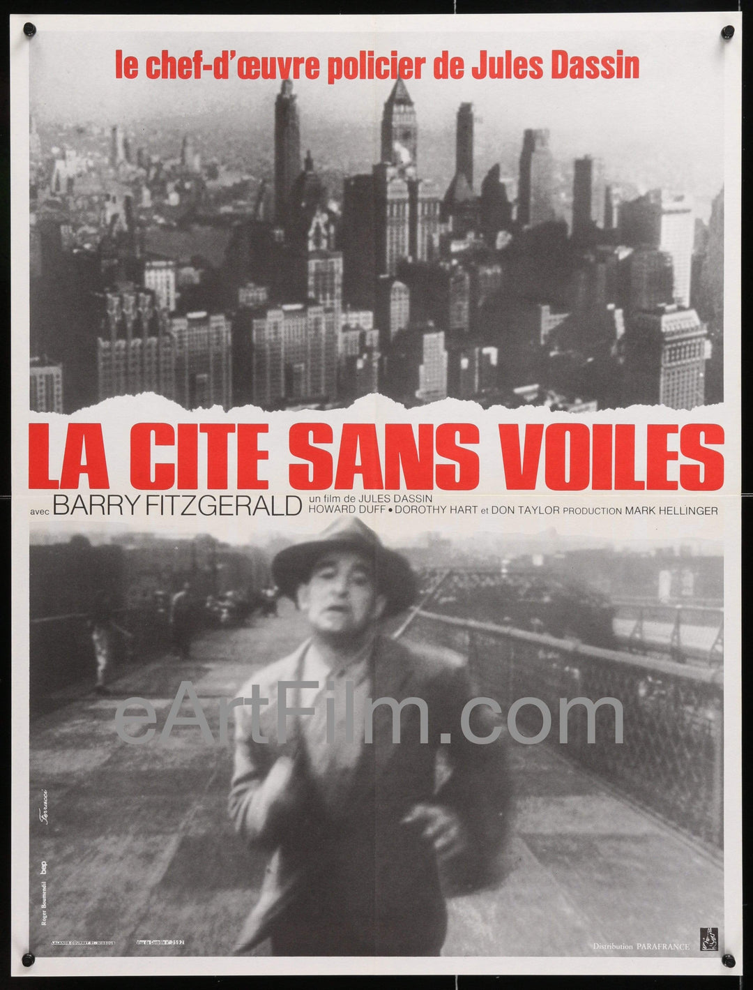 eArtFilm.com French Affiche Movie Poster (23"x31") Naked City vintage movie poster Jules Dassin NYC film noir R70's 23x31