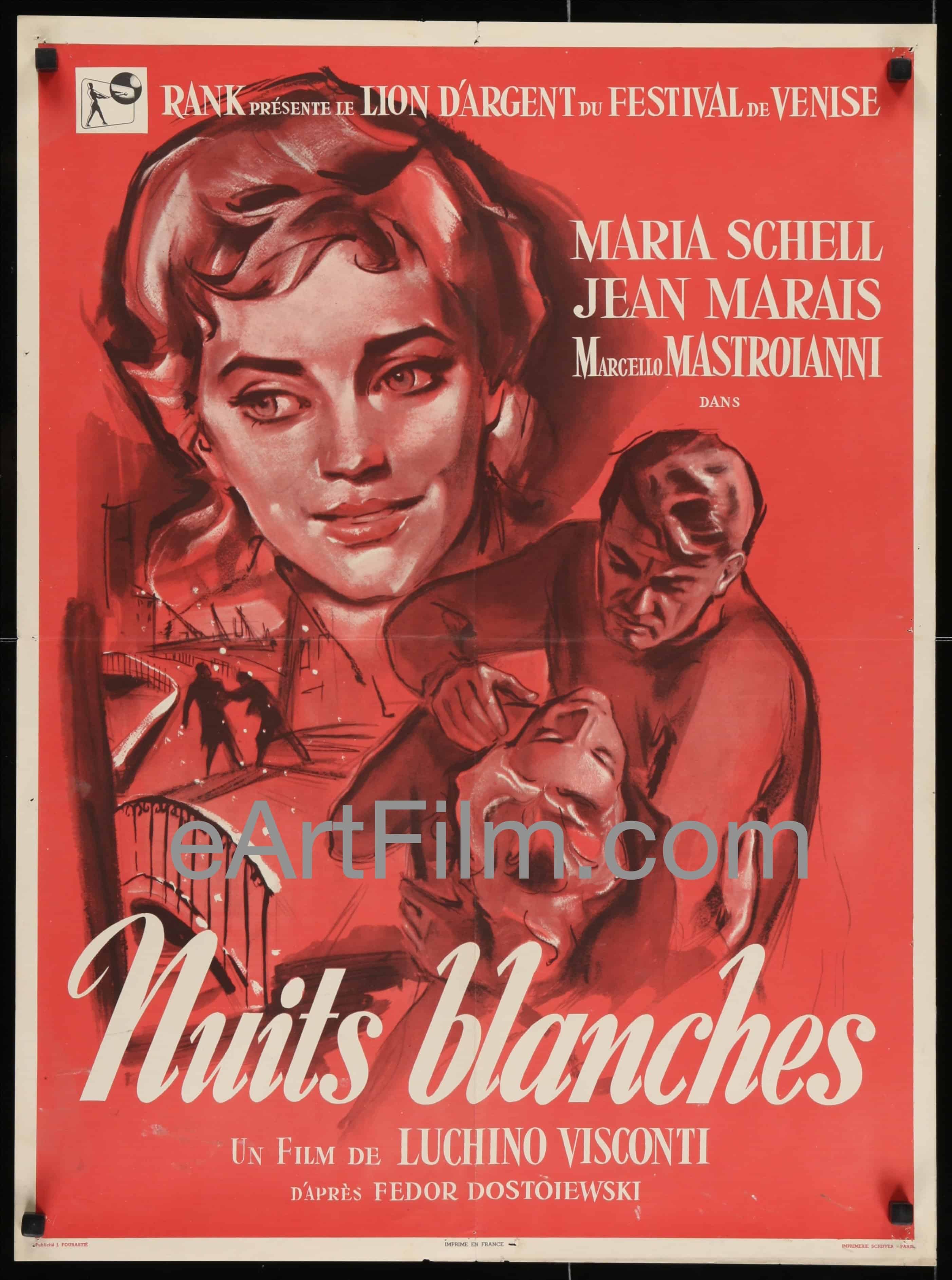 eArtFilm.com French Affiche Movie Poster (23"x31") White Nights Luchino Visconti's Le Notti Bianche Mastroianni French 23x31 R60s