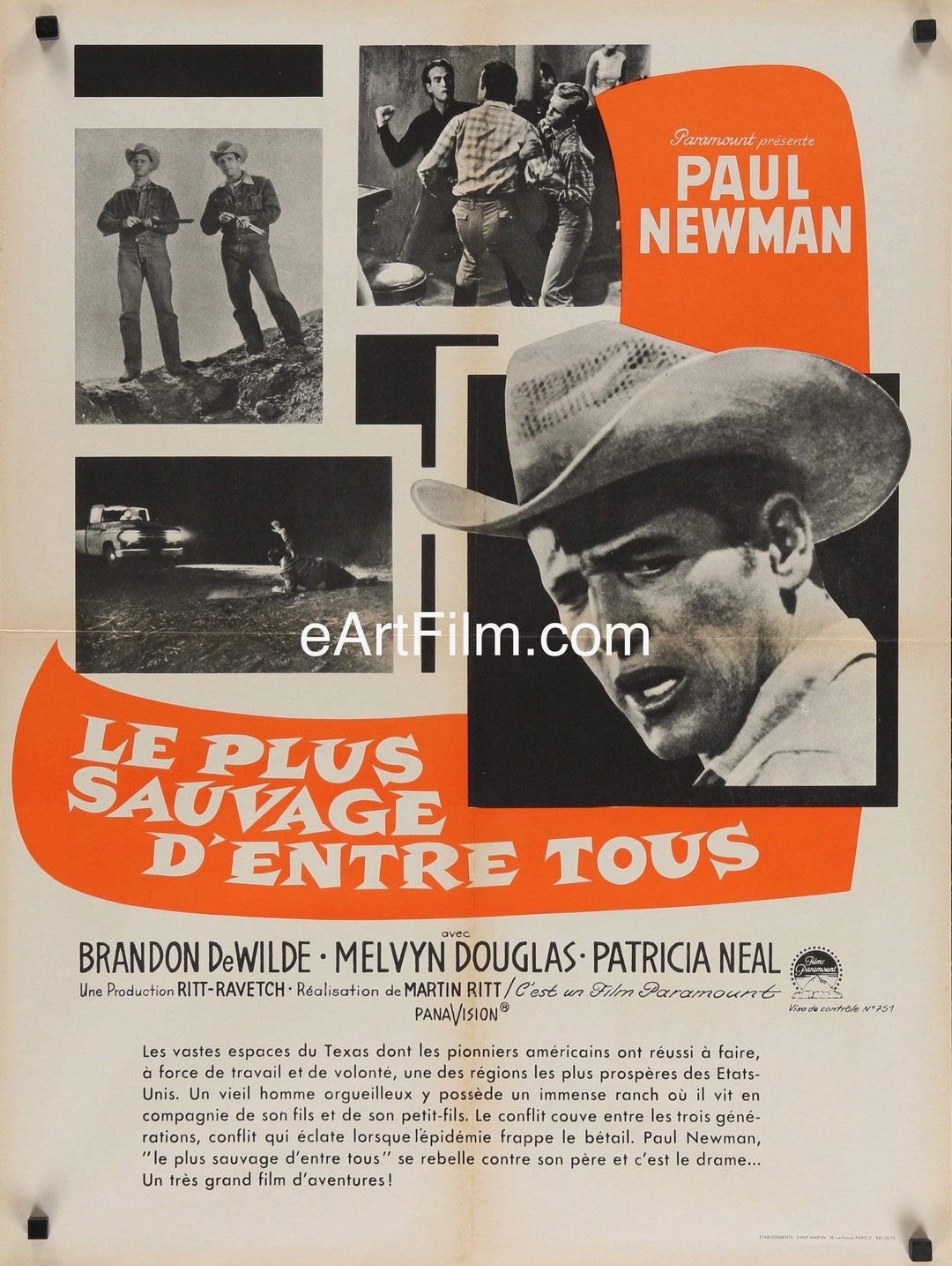 eArtFilm.com French Affiche Movie Poster (24"x32") Hud French Affiche 24x32 R60s Paul Newman as the man with the barbed wire soul