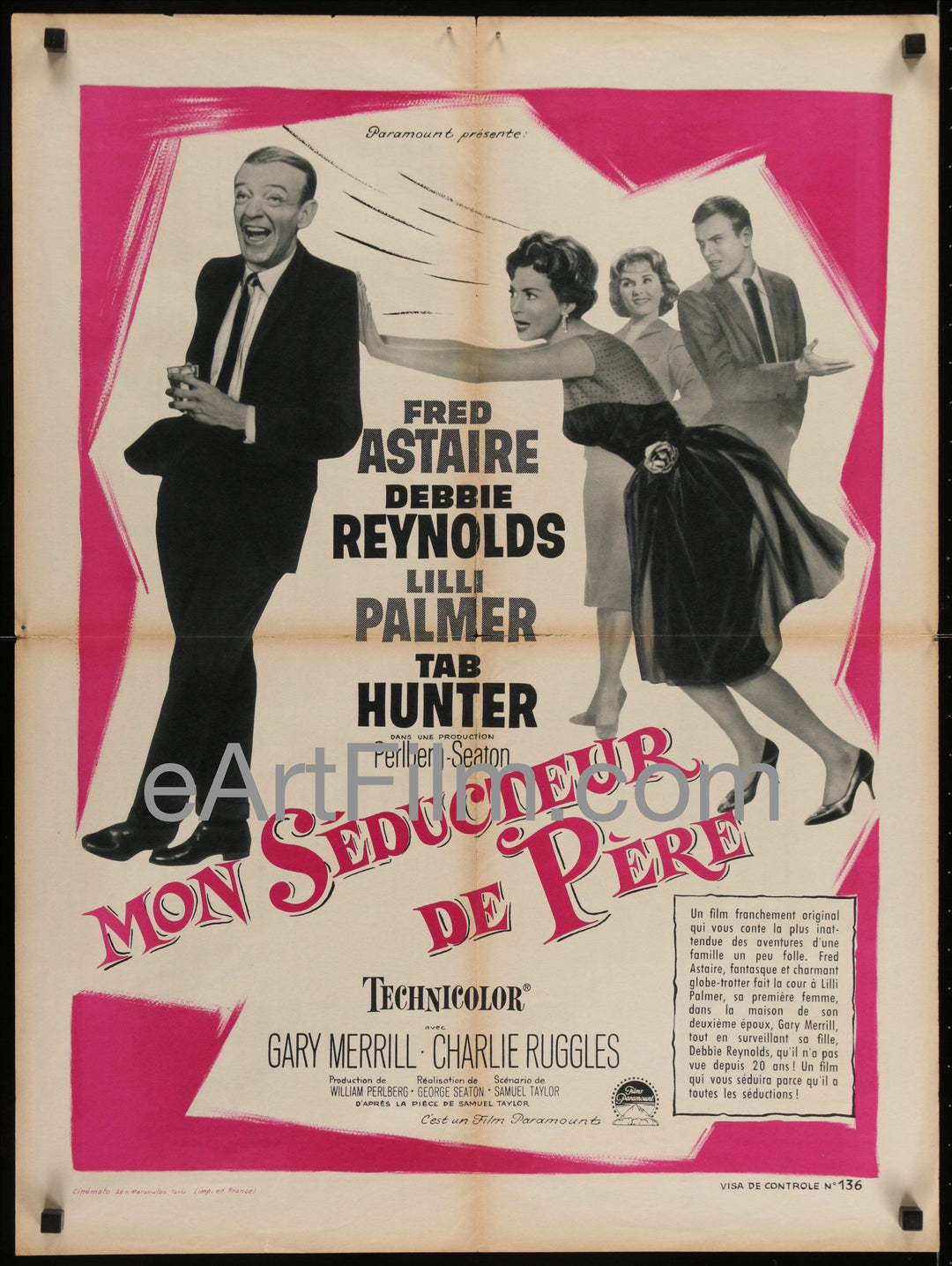 eArtFilm.com French Affiche Movie Poster (24"x32") Pleasure Of His Company-Fred Astaire-Debbie Reynolds-Tab Hunter-1961-French