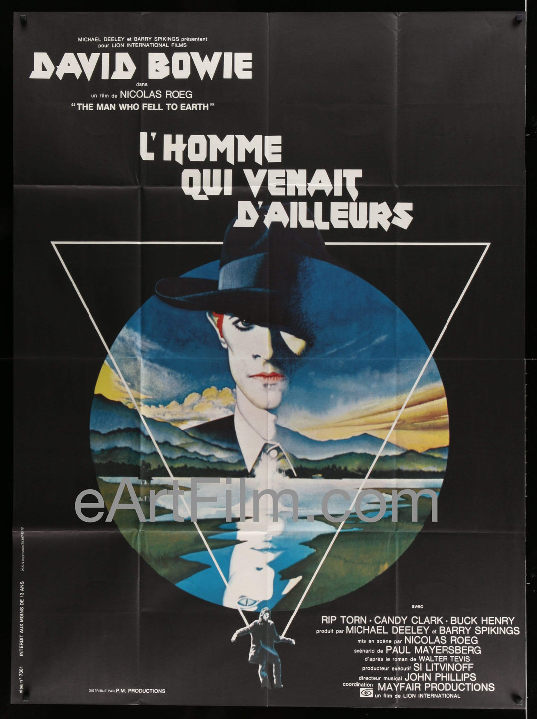 eArtFilm.com French One Panel Grande (46"x62")-Original-Vintage-Movie-Poster Man Who Fell To Earth 1976 46x62 Original French 1 Panel Grande