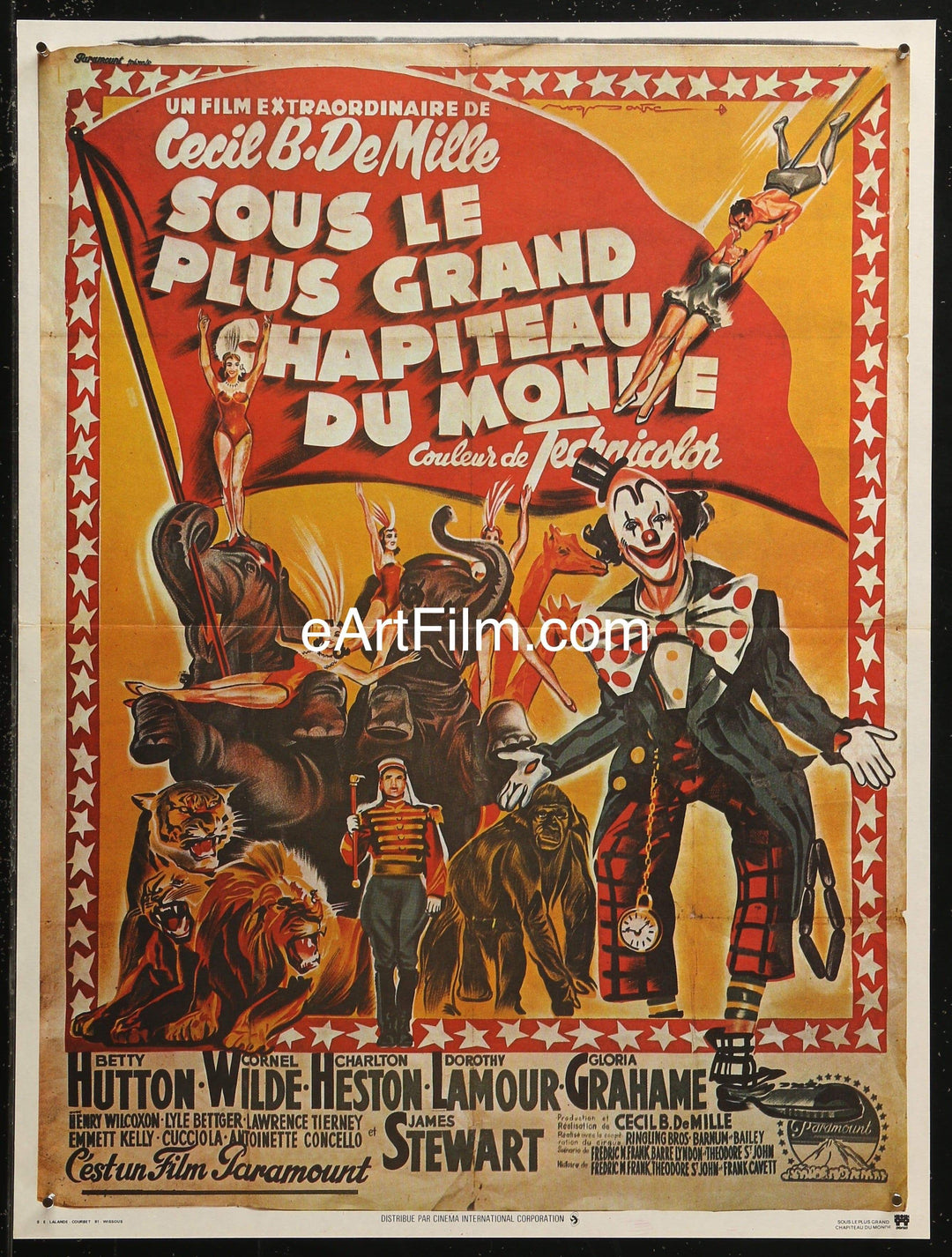 eArtFilm.com French "Petite" (15.75"x20.75") Greatest Show On Earth French 16x21 R1970s Cecil B. DeMille circus classic