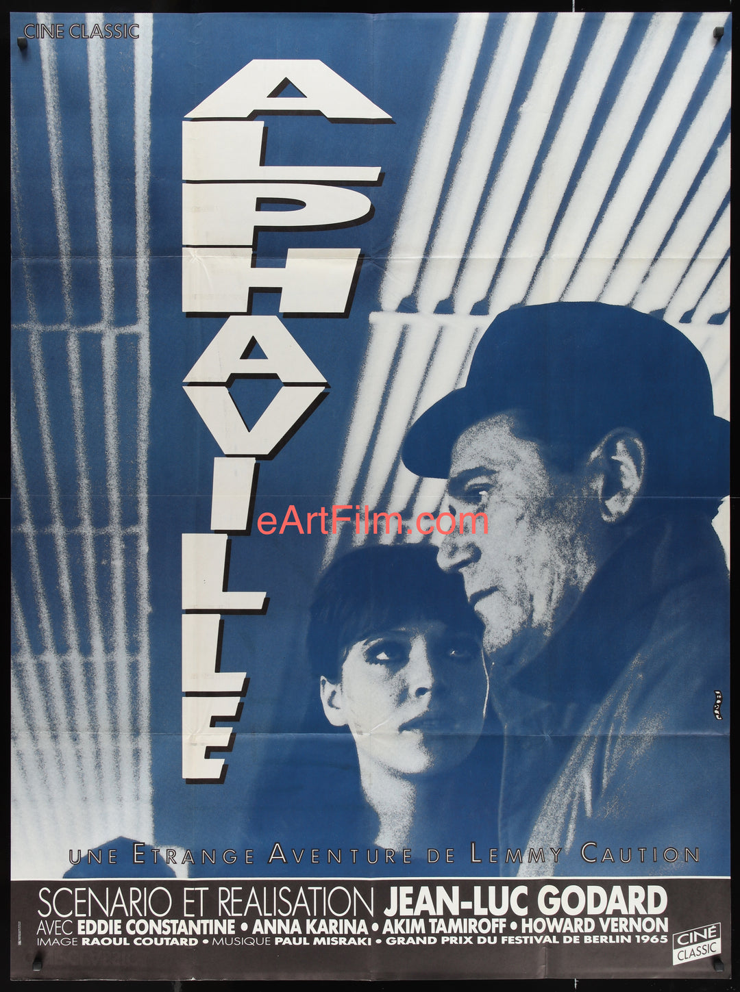 Alphaville Jean-Luc Godard sci-fi Eddie Constantine Anna Karina French 46x62 R83 eArtFilm.com