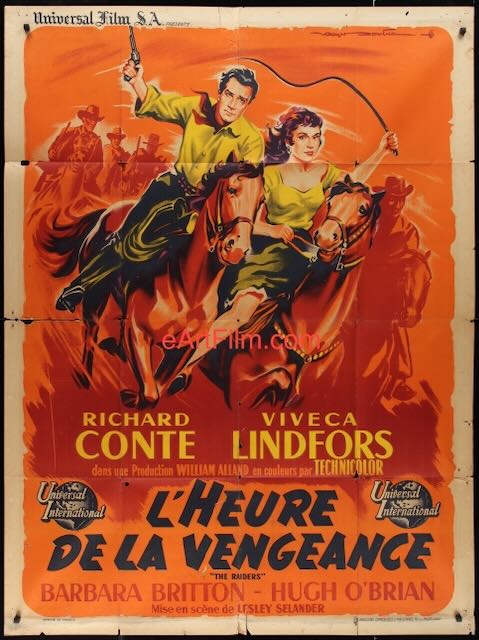 Raiders 1954 Richard Conte Viveca Lindfors French 47x63 Roger Soubie artwork eArtFilm movie posters