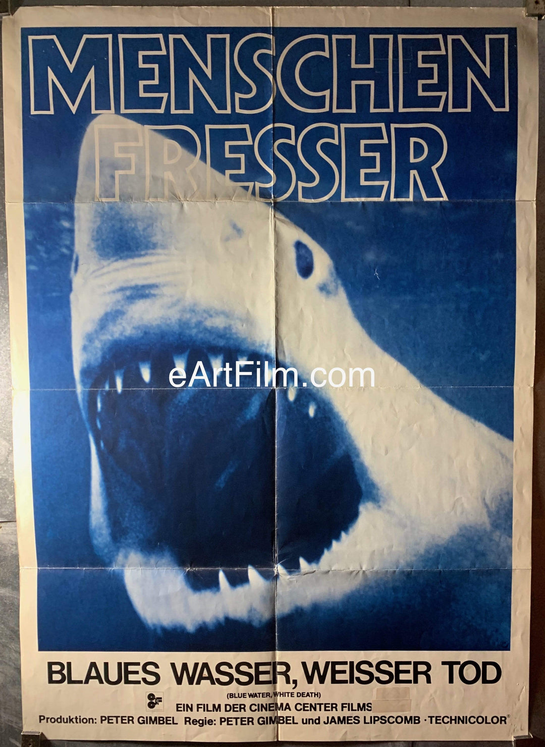 eArtFilm.com German "A1" Movie Poster (22"x33") Blue Water White Death 1971 22x33 German A1 movie poster shark documentary