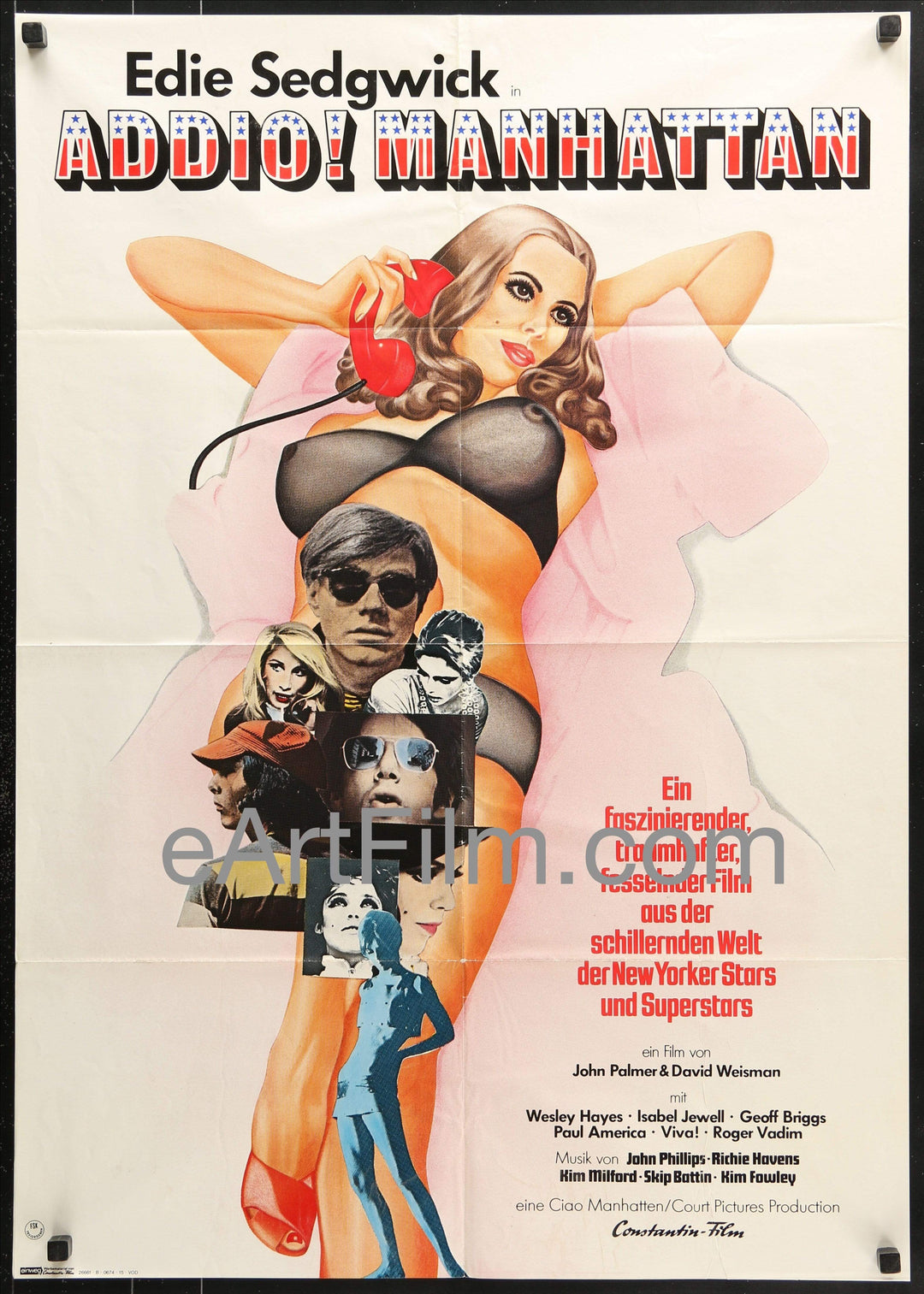 eArtFilm.com German "A1" Movie Poster (22"x33") Ciao Manhattan original movie poster 1974 German A1 Edie Sedgwick 23x33