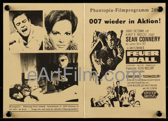 eArtFilm.com German Film Program (5.75"x8.25") Thunderball-Sean Connery-James Bond 007-German R80's film program-4pgs