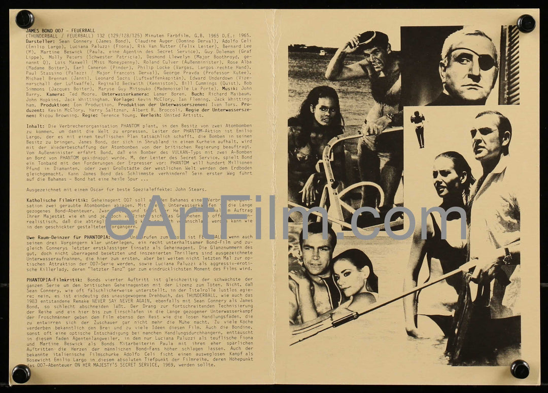 eArtFilm.com German Film Program (5.75"x8.25") Thunderball-Sean Connery-James Bond 007-German R80's film program-4pgs