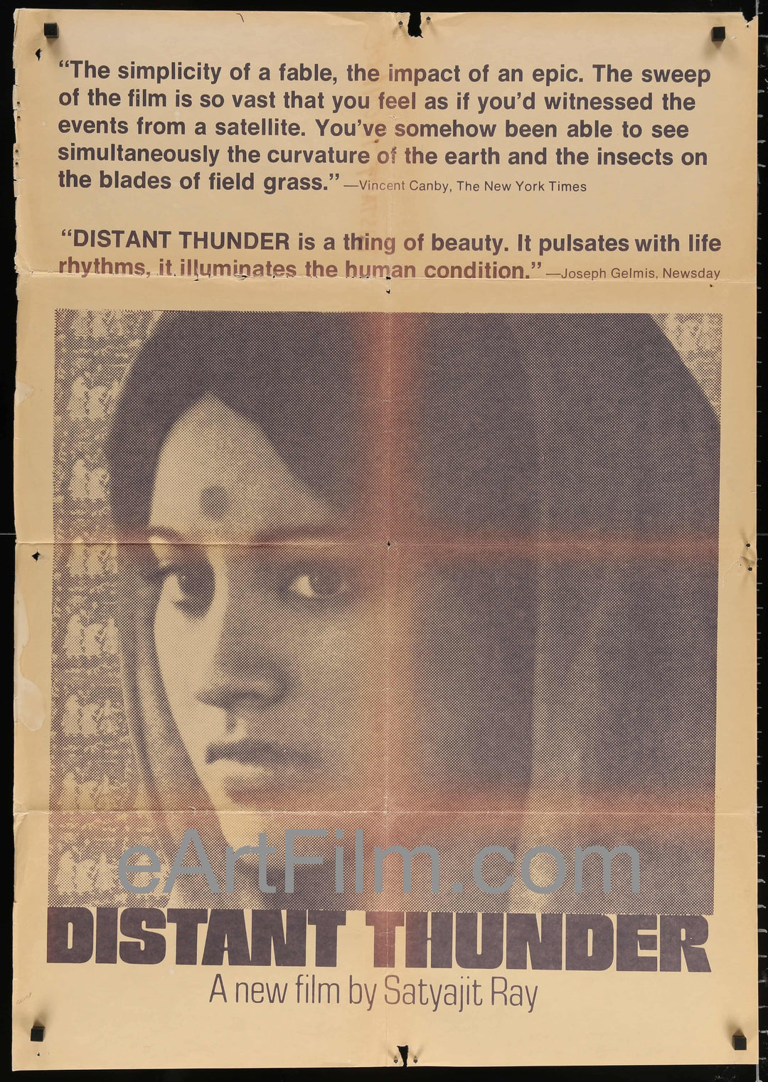 eArtFilm.com India release poster (30"x43") Distant Thunder vintage movie poster Satyajit Ray's Ashani Sanket 1973 30x43