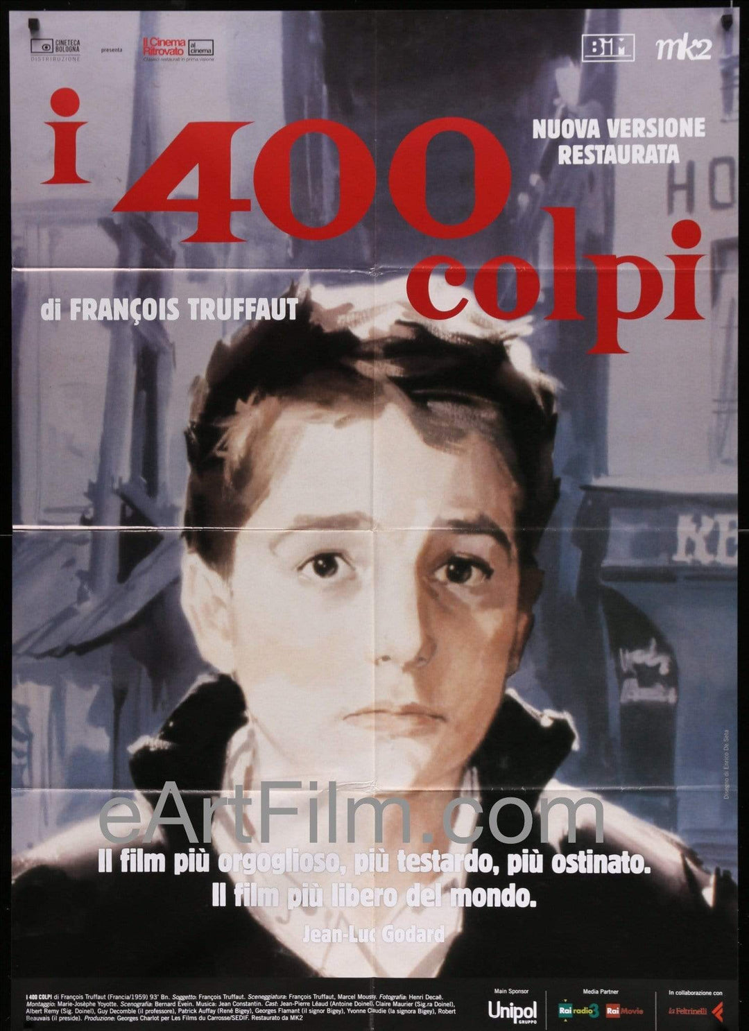 eArtFilm.com Italian 1 Panel (39"x55") 2 Fogli 400 Blows-Francois Truffaut-Jean-Pierre Leaud-Claire Maurier-Italian-39x55