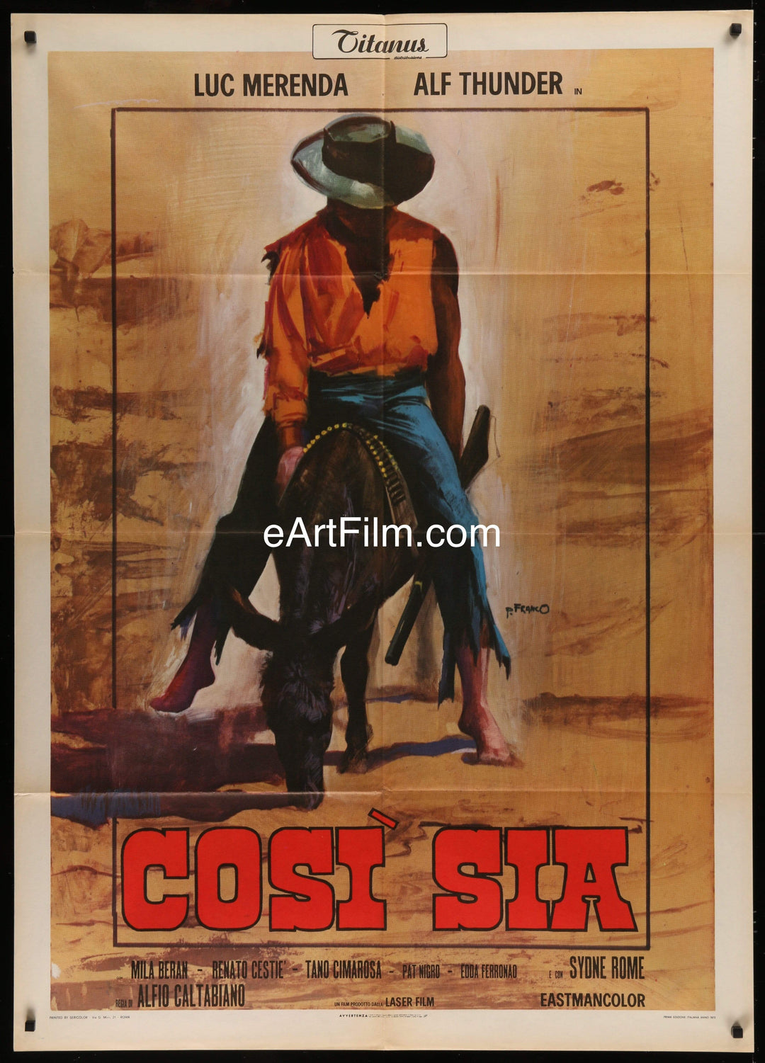 eArtFilm.com Italian 1 Panel (39"x55") 2 Fogli A Man Called Amen aka Cosi Sia Italian 1p 39x55 1972 great spaghetti western art