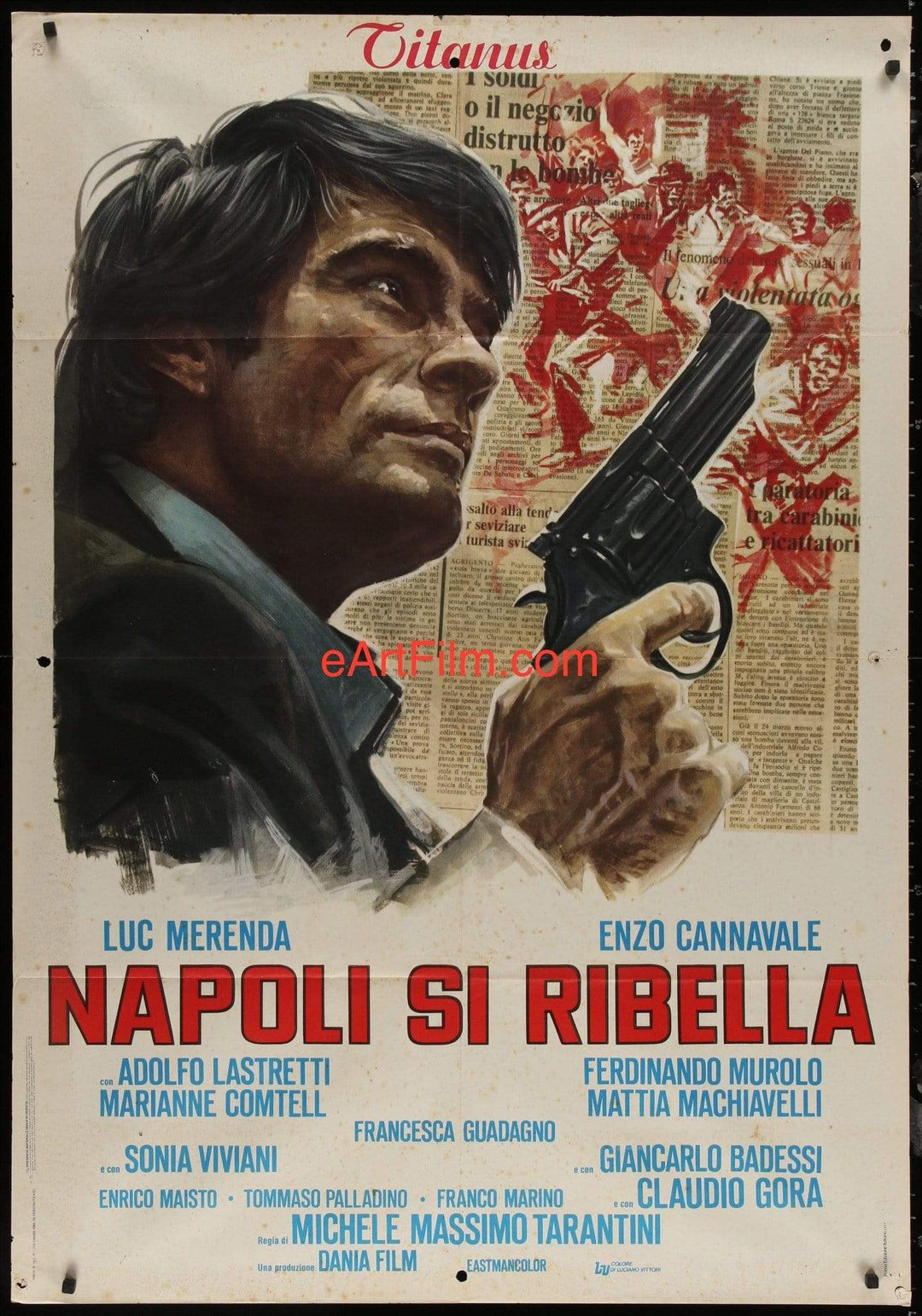 eArtFilm.com Italian 1 Panel (39"x55") 2 Fogli A Man Called Magnum aka Napoli Si Ribella 1977 39x55 Italian action crime thriller