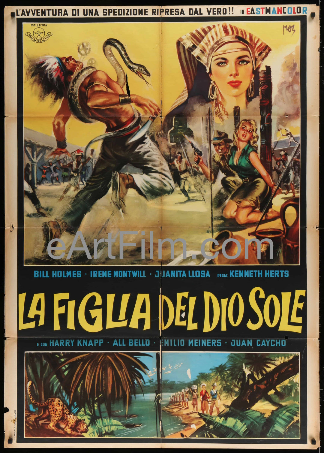 eArtFilm.com Italian 1 Panel (39"x55") 2 Fogli Daughter Of The Sun God-William Holmes-Lisa Montell-Incan ruins thriller-1963-39x55