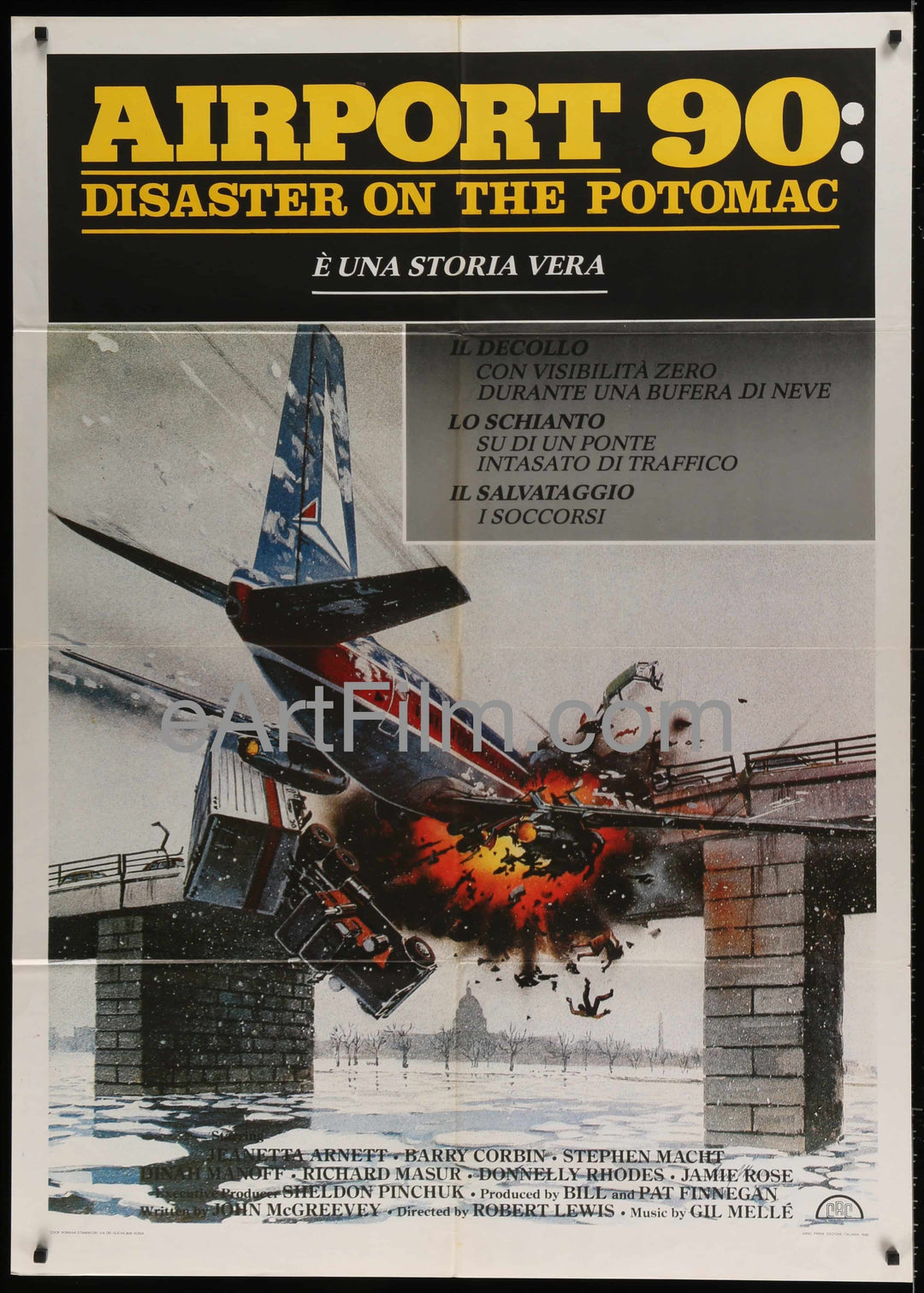 eArtFilm.com Italian 1 Panel (39"x55") 2 Fogli Flight 90: Disaster On The Potomac-Jeanetta Arnette- Barry Corbin-Stephen Macht