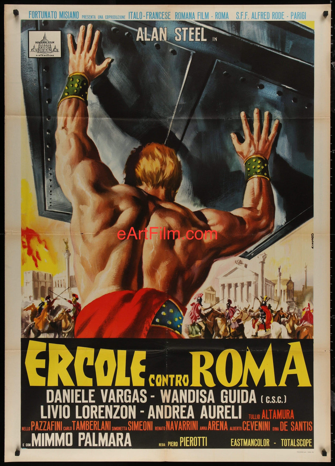 eArtFilm.com Italian 1 Panel (39"x55") 2 Fogli Hercules Against Rome 1964 39x55 Casaro artwork sword and sandal adventure