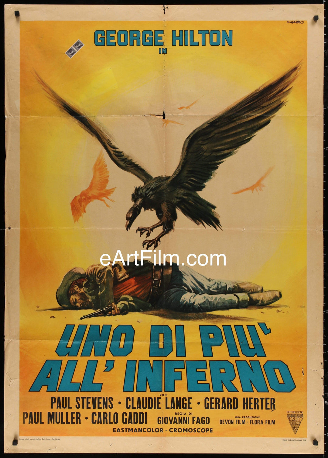 eArtFilm.com Italian 1 Panel (39"x55") 2 Fogli One More To Hell 1968 39x55 Casaro artwork spaghetti western George Hilton