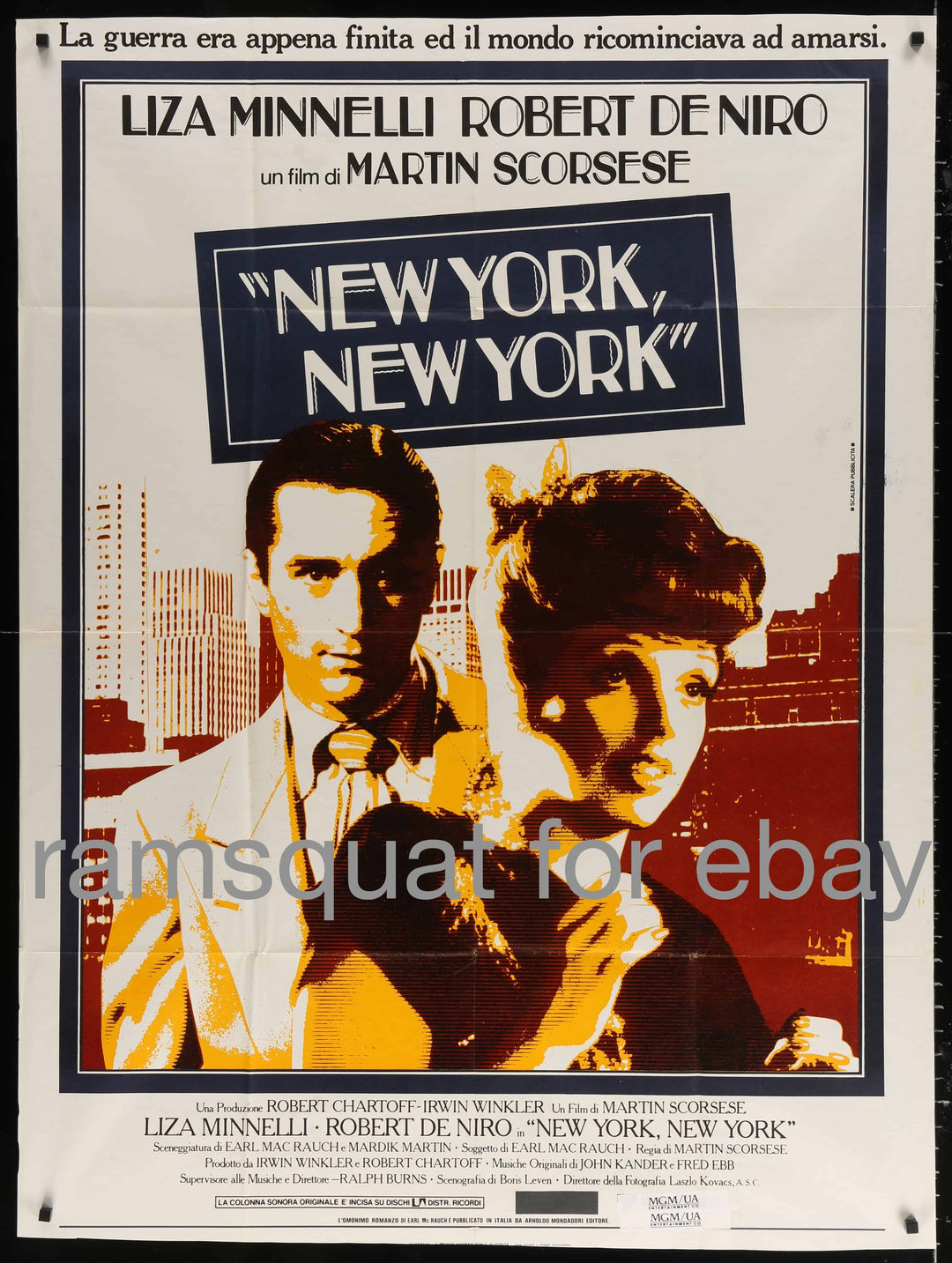 eArtFilm.com Italian 1Panel 2 Fogli (39"x55") New York, New York vintage movie poster Liza Minnelli Robert DeNiro Italian 1977