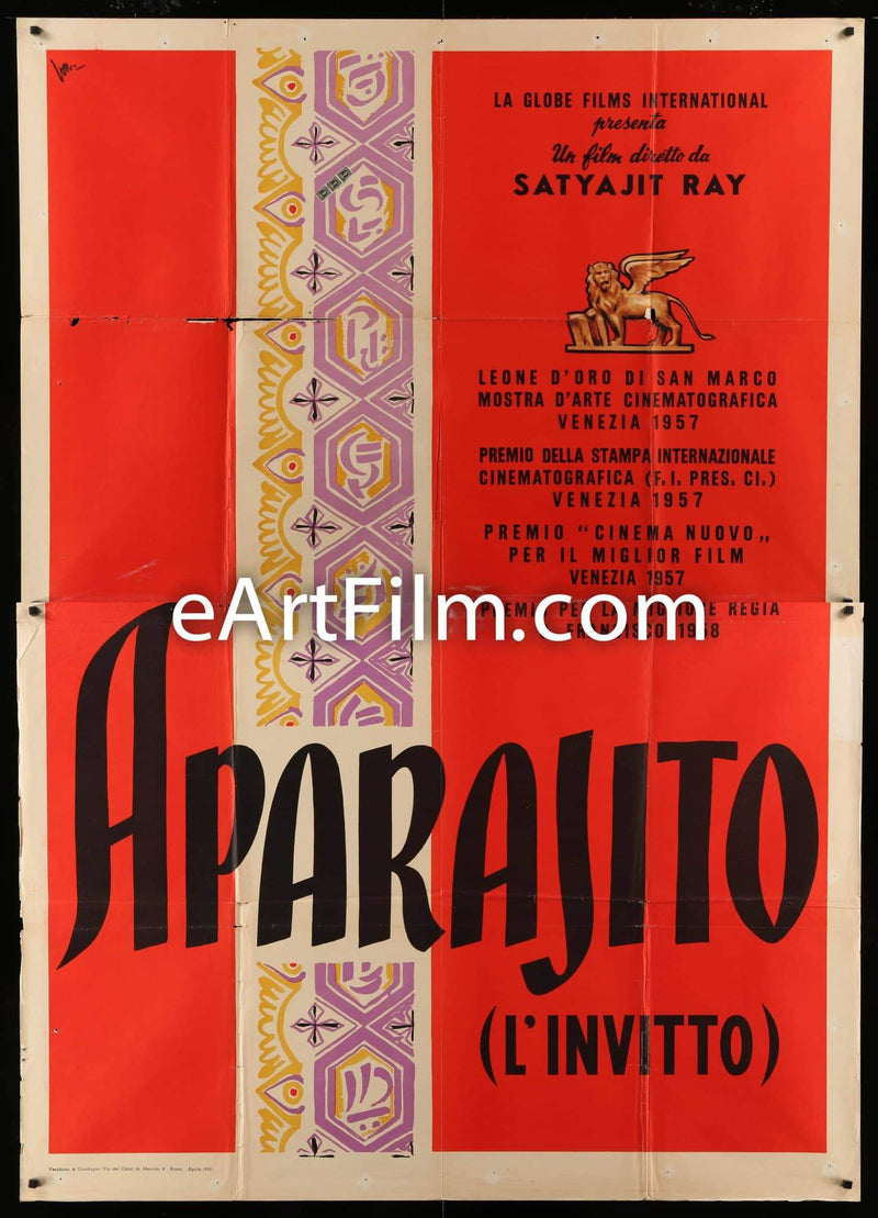 eArtFilm.com Italian 2 Panel (4 Fogli) (55"x78") Aparajito-1959-Satyajit Ray-Italian 2P-55x78-APU Trilogy Part2